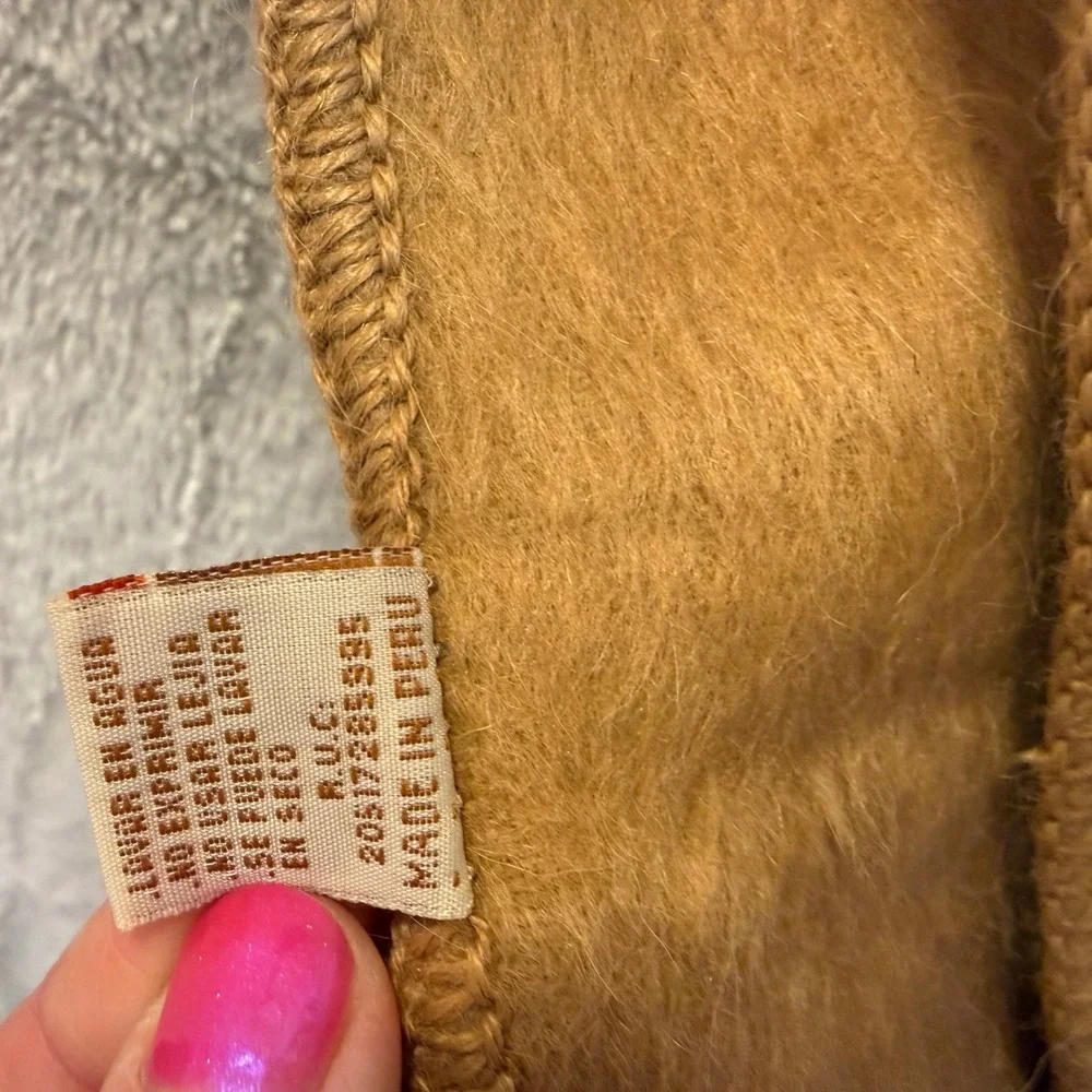Alpaca Camargo 100% Alpaca Scarf Camel Brown Fringe Made Peru Llama Vintage Fuzz
